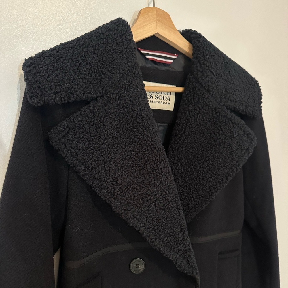 Scotch & Soda Coat with Sherpa Collar
